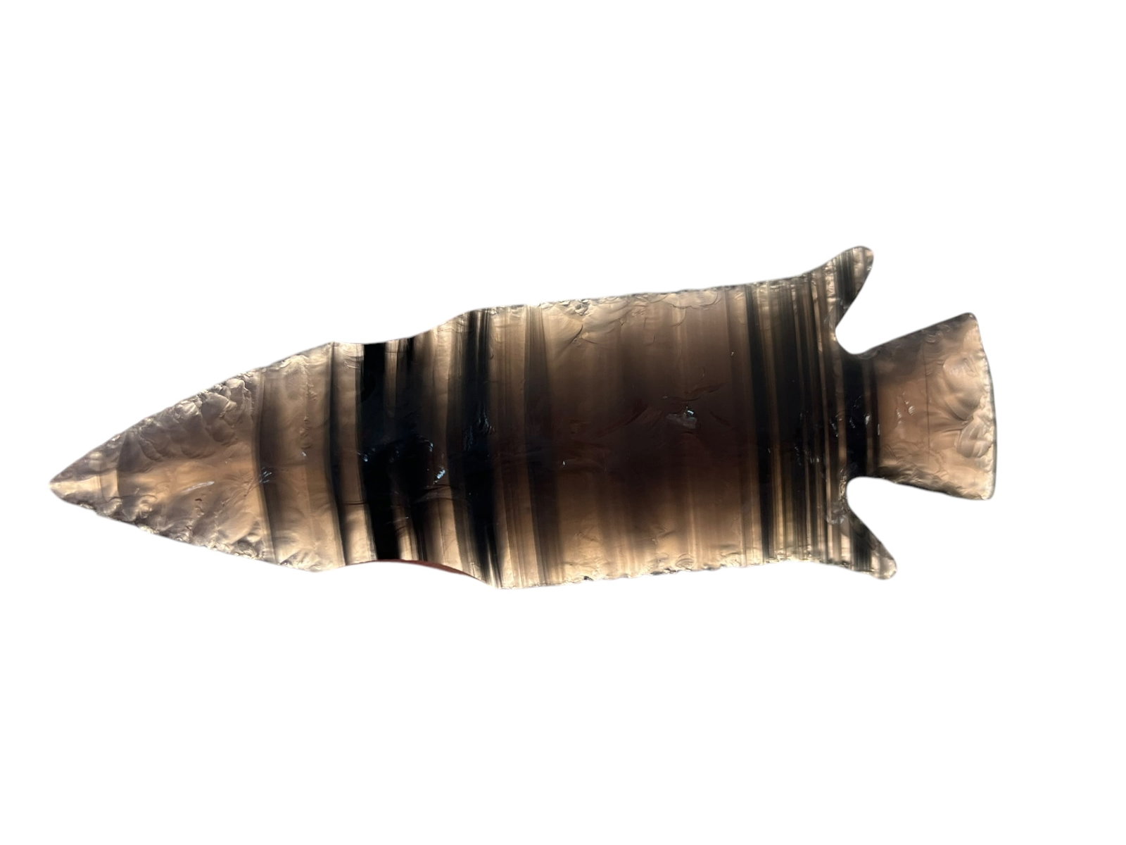 Modern Obsidian Arrowhead: Modern obsidian point. 3 3/4"