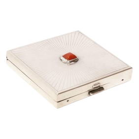 Cartier Art Deco Sterling Silver and Hardstone Compact Estate of NYC Fashion Designer Jackie Rogers (1 of 4)