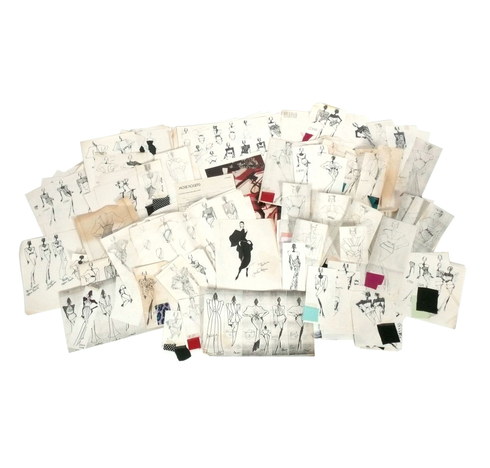 Group Lot of Fashion Sketches by Jackie Rogers (1 of 10)