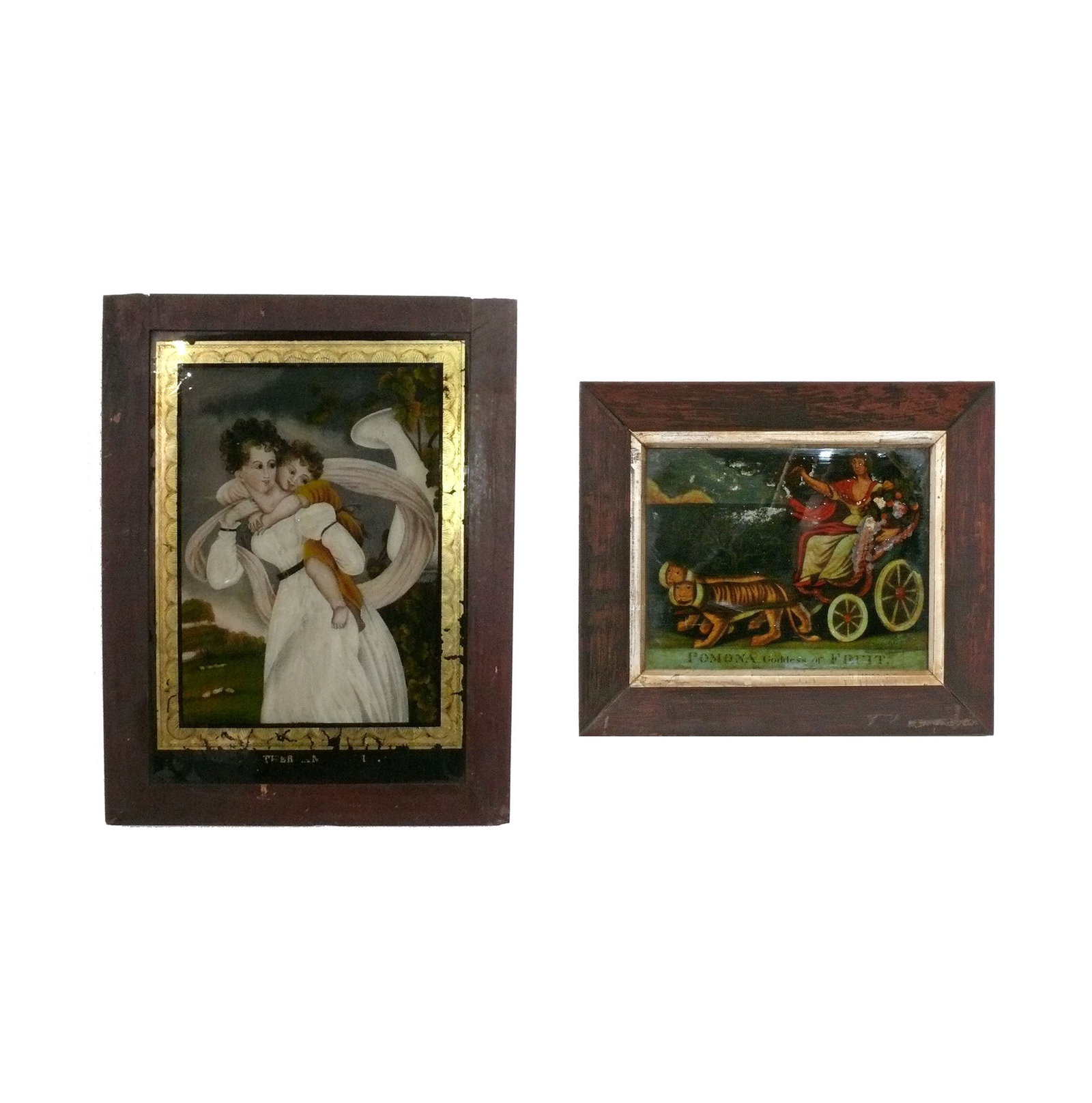 Two Antique Reverse Paintings on Glass (1 of 10)