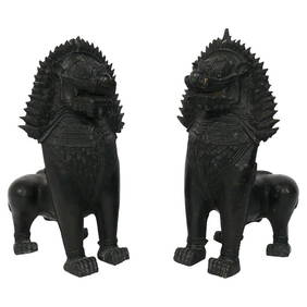 Pair of Bronze Chinese Foo Dogs (1 of 6)