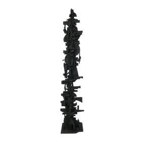 Louise Nevelson Attributed Black Totem Sculpture 86" Height (1 of 8)