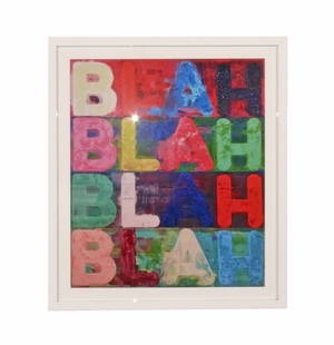 Mel Bochner Blah Blah Blah Color Screenprint: Colorful Screenprint, entitled "Blah Blah Blah", by Mel Bochner, American, circa 2000s. Framed measurement: 28"H x 32"W x 1.75"D. The Museum Auctions does not provide in house shipping for any items.