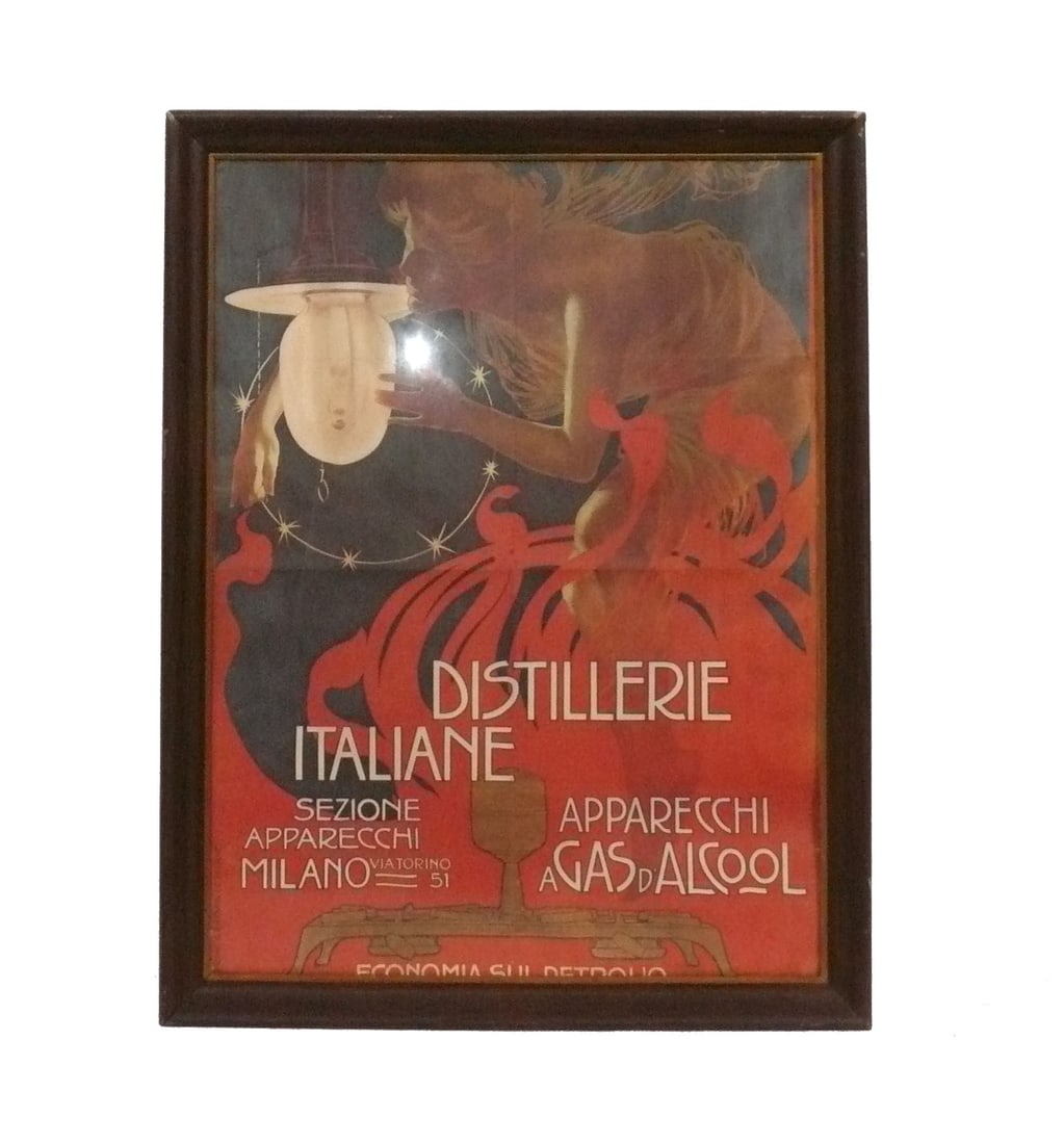 Leopoldo Metlicovitz Art Nouveau Italian Advertisement Poster 1897: Art Nouveau Italian Advertisement Poster, by Leopoldo Metlicovitz, Italy, believed to be an original poster, circa 1897. It has fold lines as issued, leading us to believe it is an original versus a l
