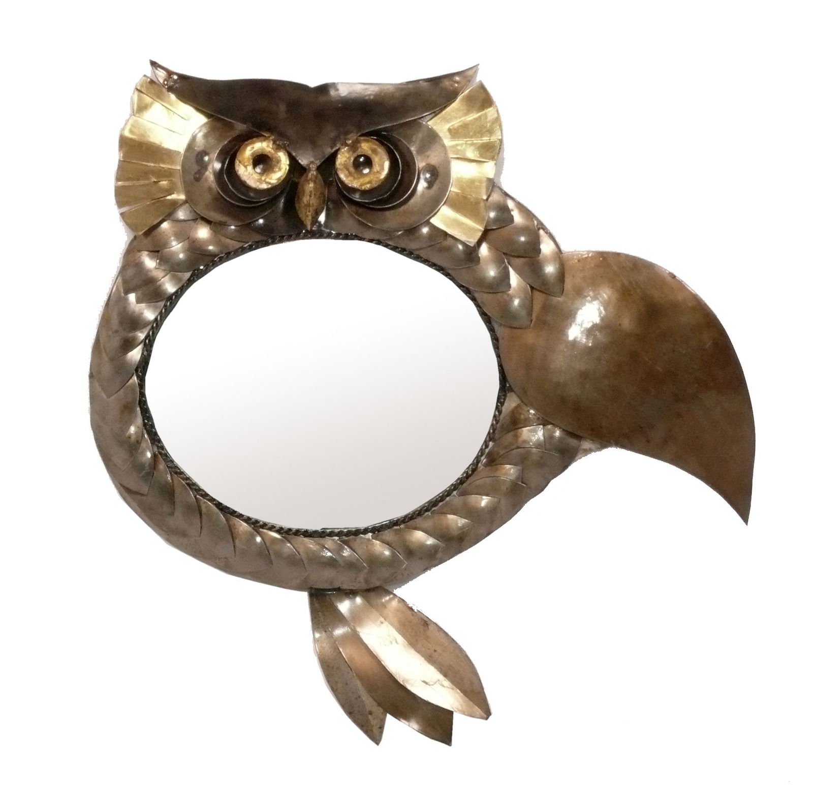 French Mid Century Owl or Hibou Mirror C. Jere Style (1 of 4)