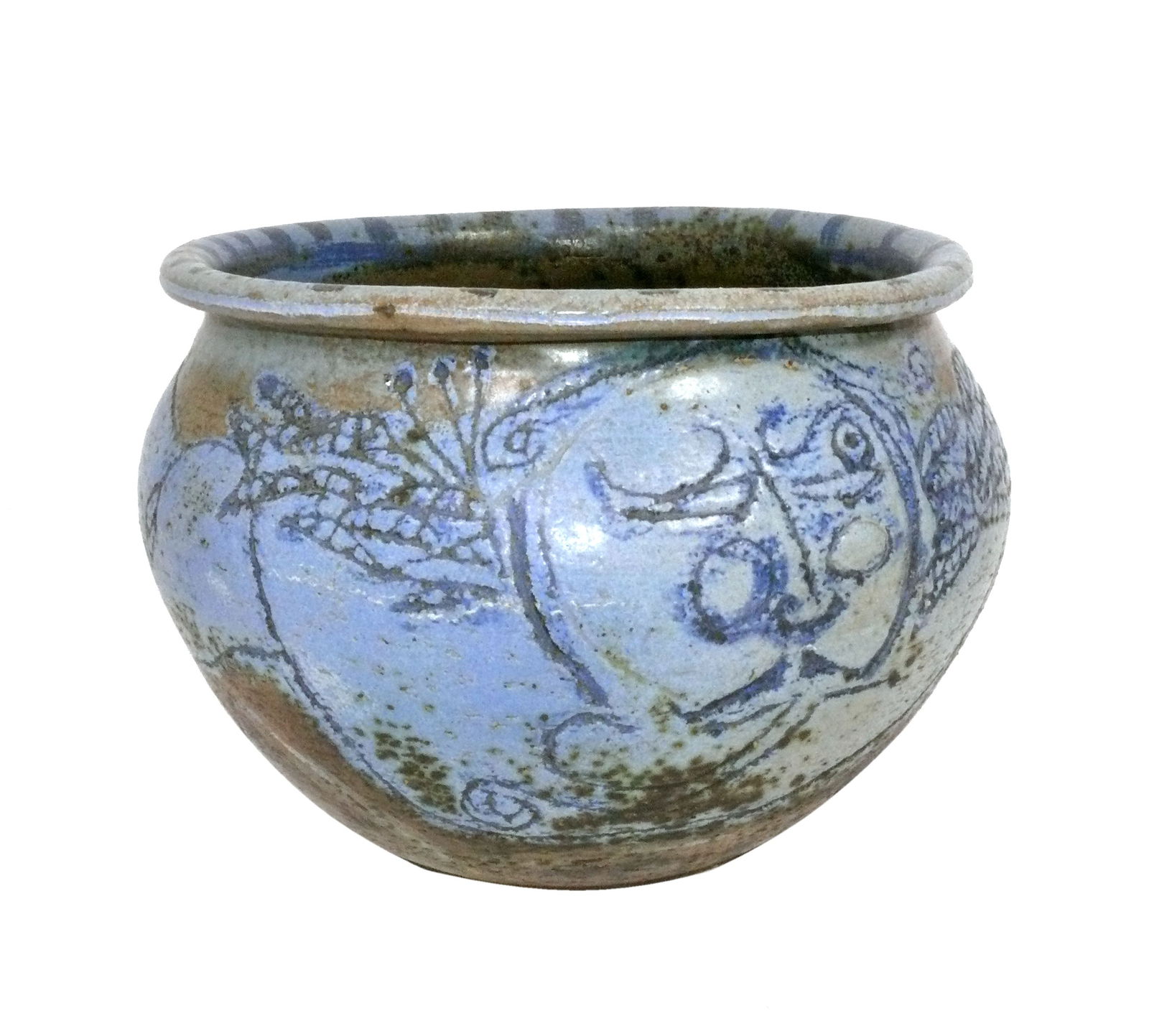 Mystery Large Scale Mid Century Blue Pottery Planter (1 of 8)