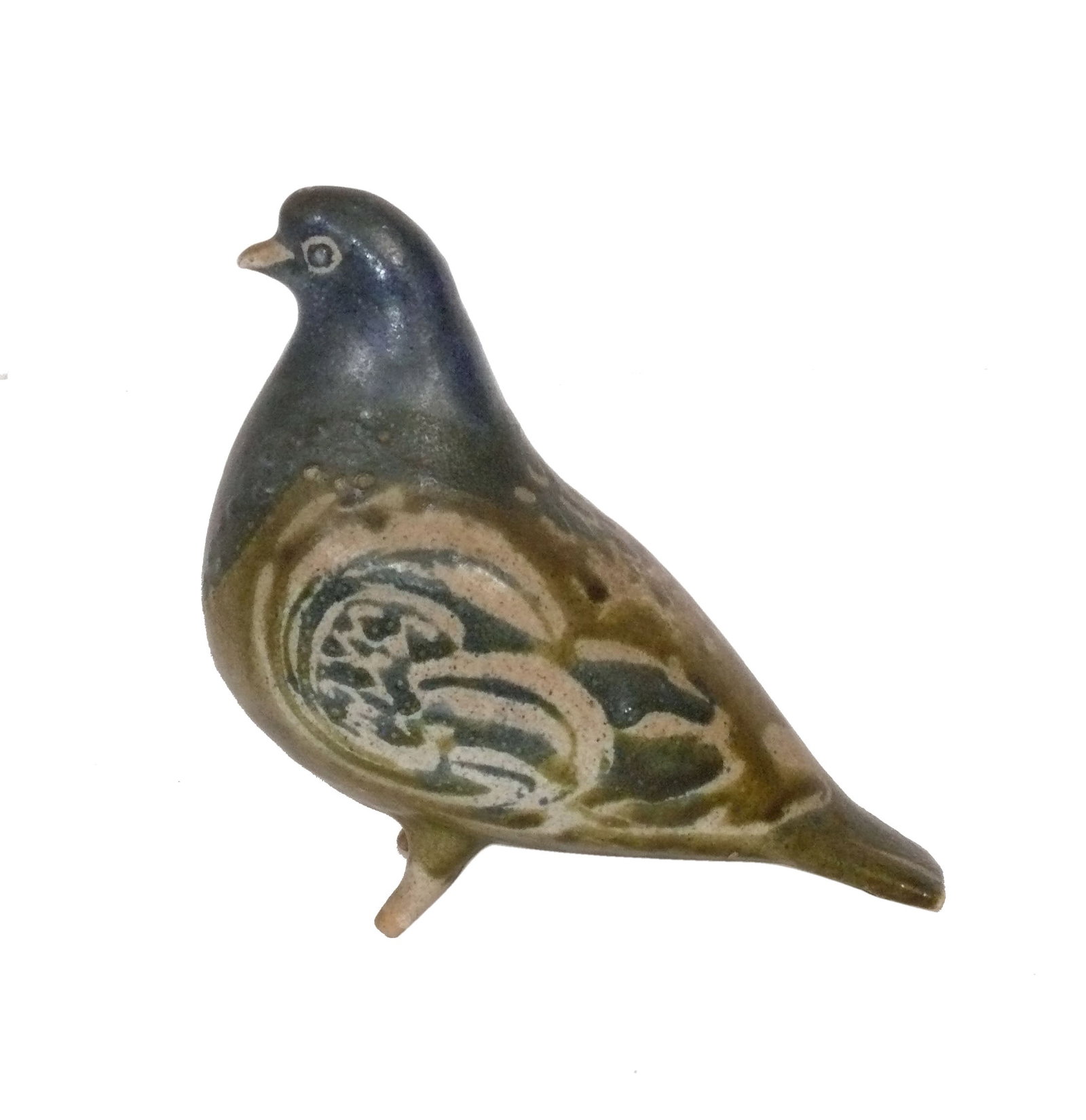 Mystery Ceramic Pigeon Partial Signature: Mystery Ceramic Pigeon, Partial Signature above hole in bottom, and possibly signed Switzerland? See photos. It measures 8.5"H x 8"W x 4.25"W. The Museum Auctions does not provide in house shipping fo