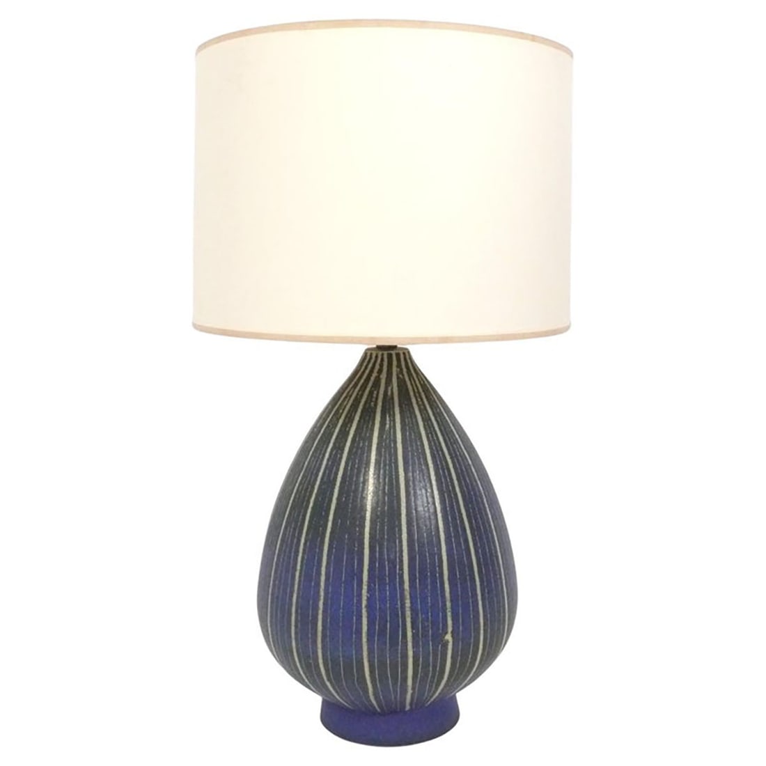 Design Technics Blue Striped Pottery Lamp (1 of 4)