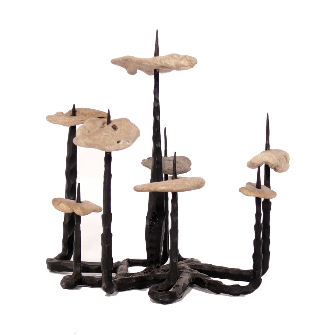 David Palombo Artist Made Iron and Stone Menorah or Candelabra (1 of 5)