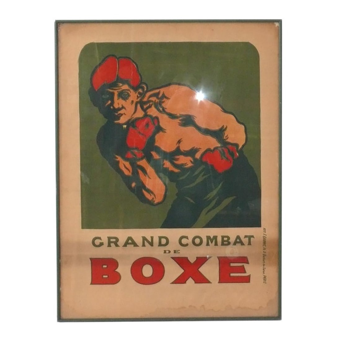 Antique French Boxing Poster: 31.75"H x 23.75"W x .75"D. The Museum Auctions does not provide in house shipping for any items. We have several other shipping options:We offer free local pickup in Atlanta, GA 30310. You must schedu