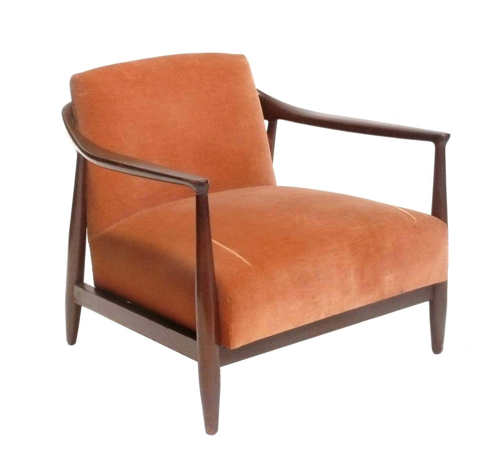 Low Slung Danish Modern Lounge Chair by Ib Kofod-Larsen: Low slung Danish modern lounge chair by Ib Kofod-Larsen, Denmark, circa 1960s. 26.5"H x 28.5"W x 27"D. Furniture items are too large to ship via a common carrier like UPS or FedEx. They will need to g