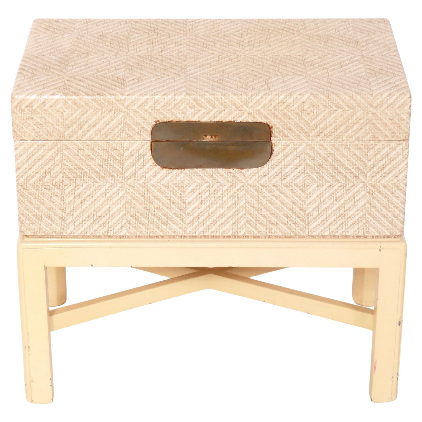 Karl Springer Style Raffia Box on Stand End Table or Night Stand (1 of 5)