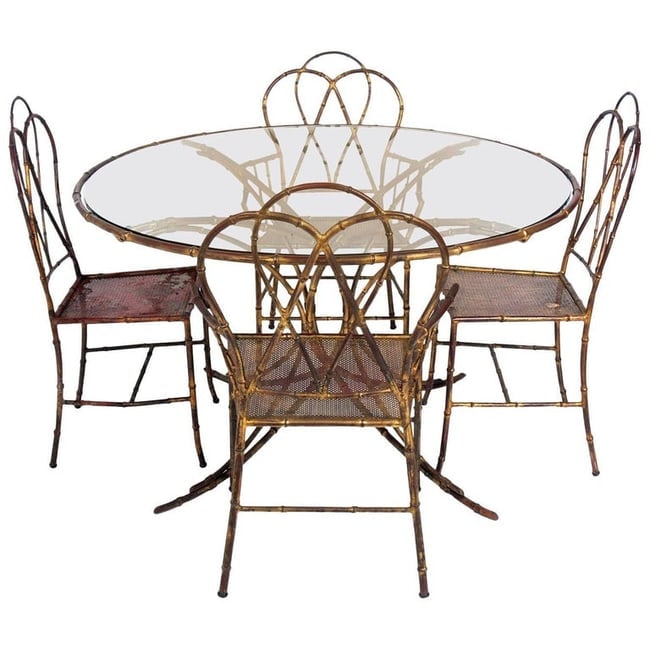 Elegant Gilt Metal Faux Bamboo Dining Set (1 of 11)