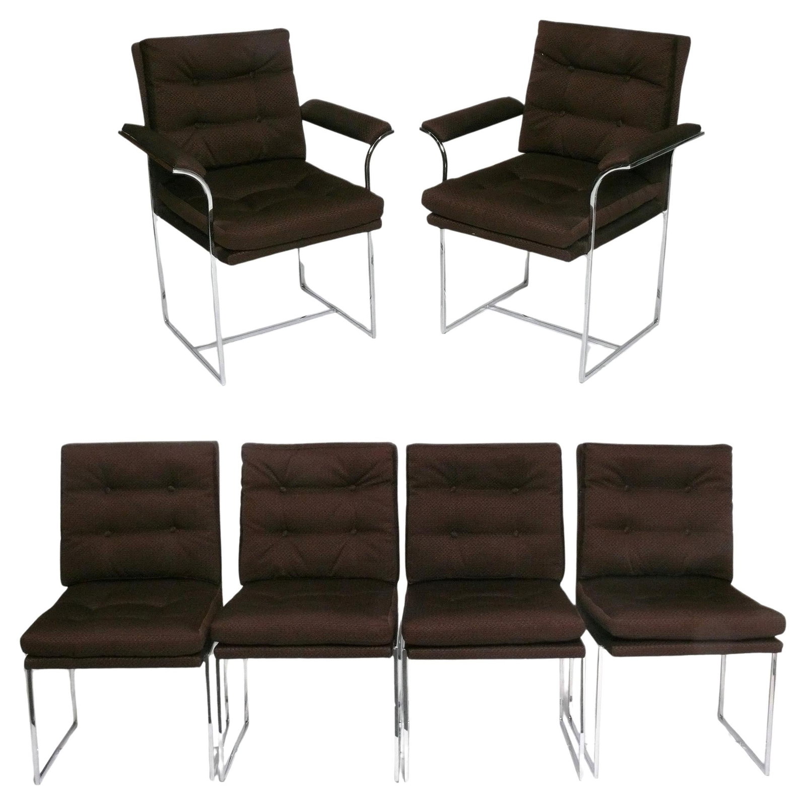 Milo Baughman Set of 6 Chrome Mid Century Modern Dining Chairs (1 of 5)