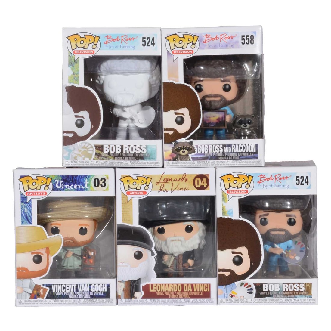 Funko Pop! 5 Artist Funko figures: Funko Pop! 5 Artist Funko figures including Bob Ross, Leonardo Da Vinci & Vincent Van Gogh