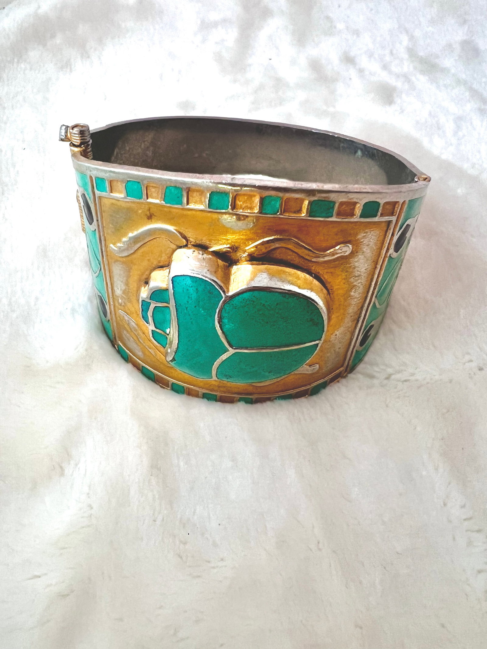 Egyptian Revival Scarab Cuff Bracelet (1 of 5)