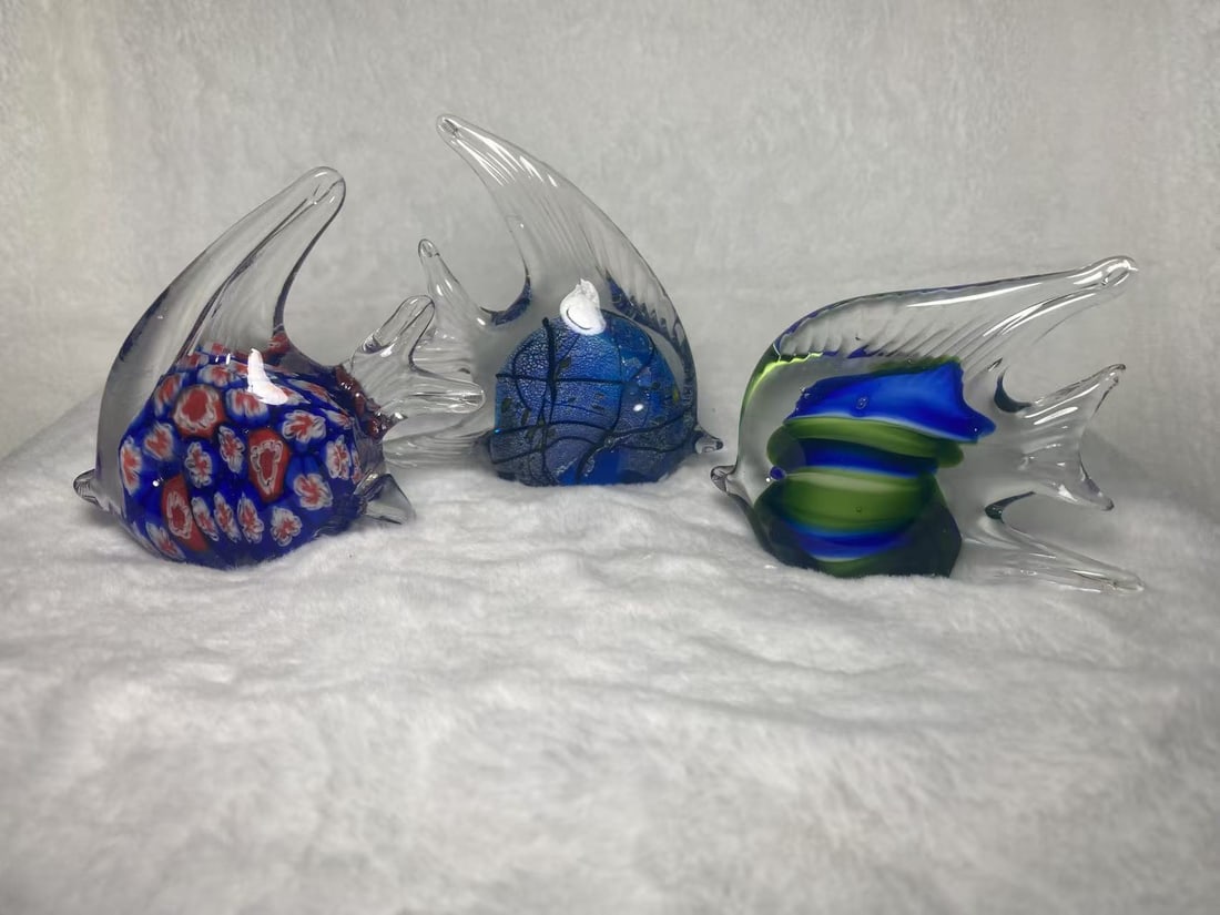 Hand made glass fish lot: vintage