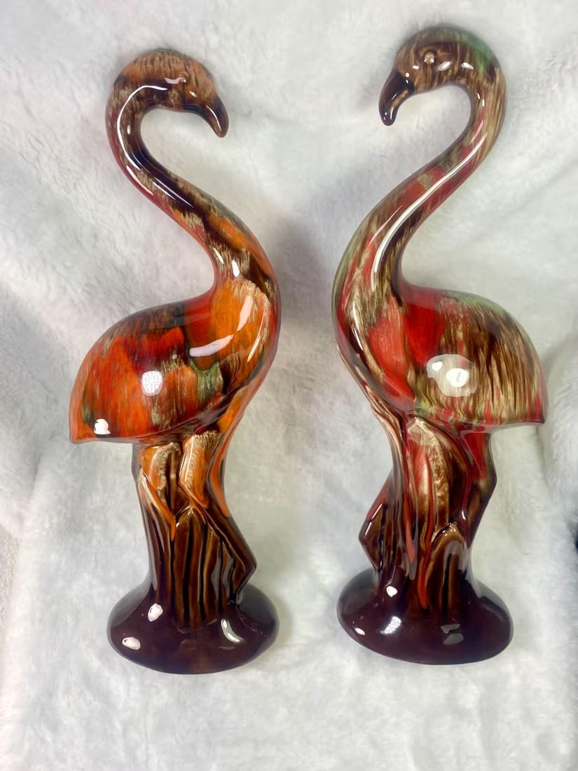 Pair of Vintage Ceramic Flamingo Figurines (1 of 1)