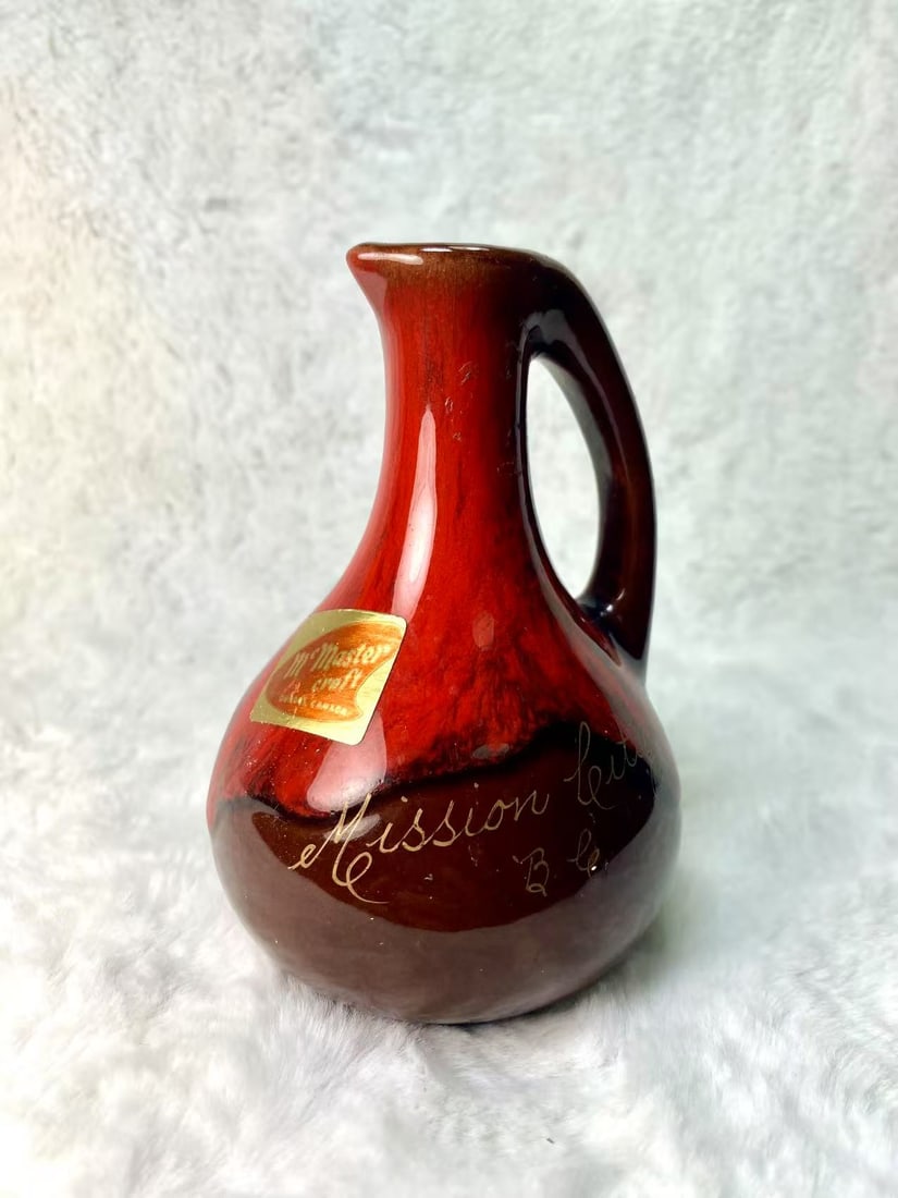 McMaster Craft Canadian Pottery Jug | Red-Brown Glaze Souvenir Pitcher | Mission B.C. (1 of 2)