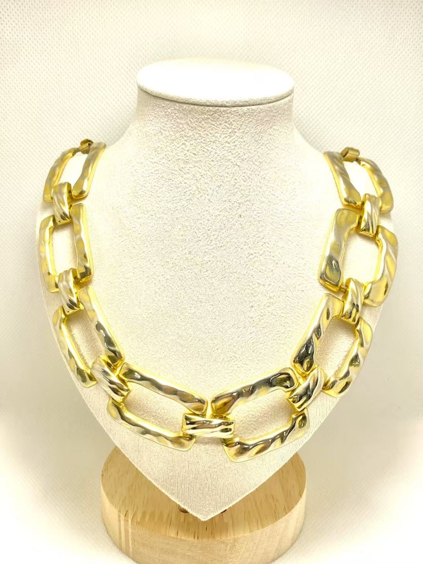Gold Geometric Link Statement Necklace (1 of 3)