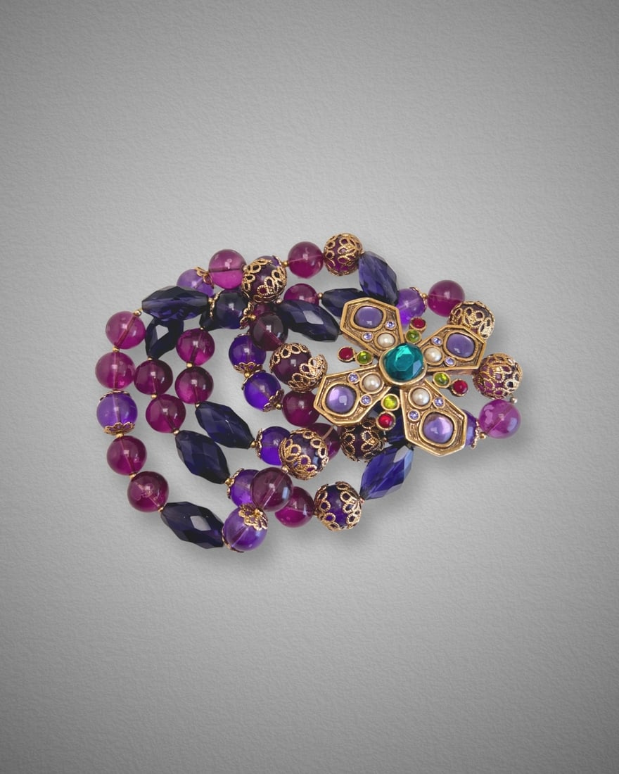 Vintage Carolee Jeweled Multi-Strand Stretch Bracelet (1 of 3)