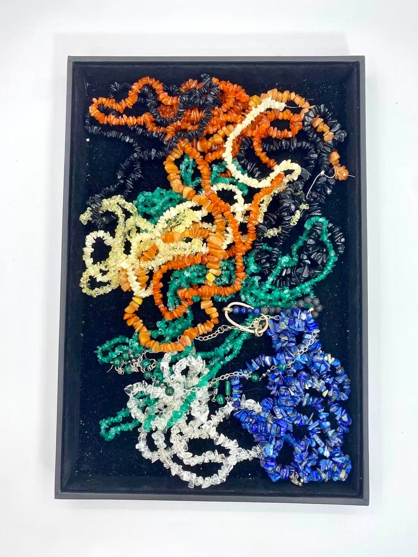 1 LB Unserached Jewelry (Unsearched / As-Is, Tray Not Included): Assorted jewelry lot including necklaces, bracelets, earrings, pendants, and beaded pieces in various materials and styles. Contents are?unsearched, unexamined, and untested, and are?sold as-is. Items