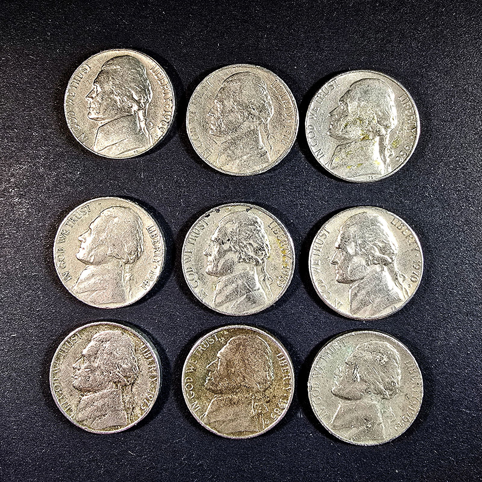 Lot of 9 Jefferson Nickel 5 cents (1 of 17)