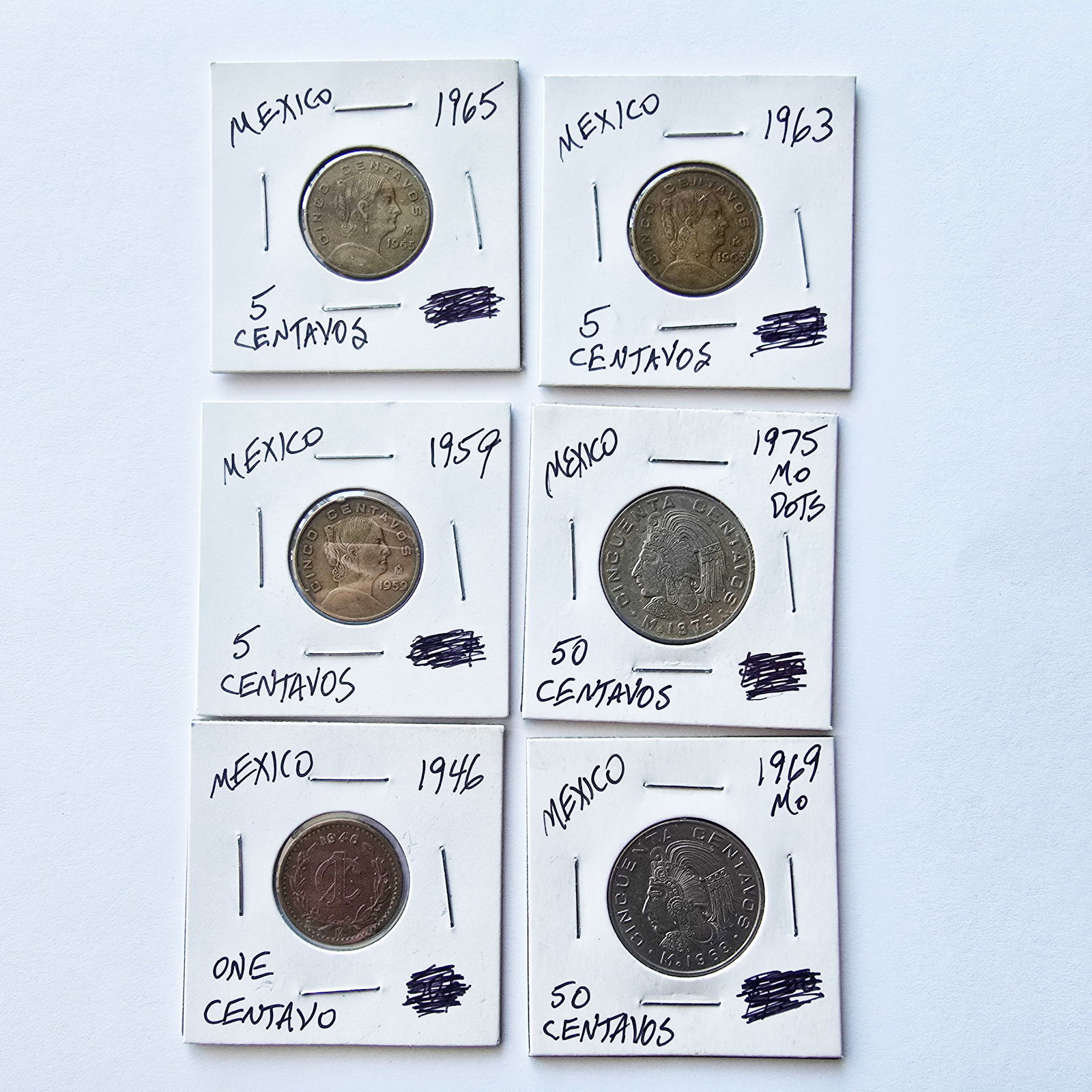 Lot of 6 Mexican coins (1946-1975) (1 of 15)
