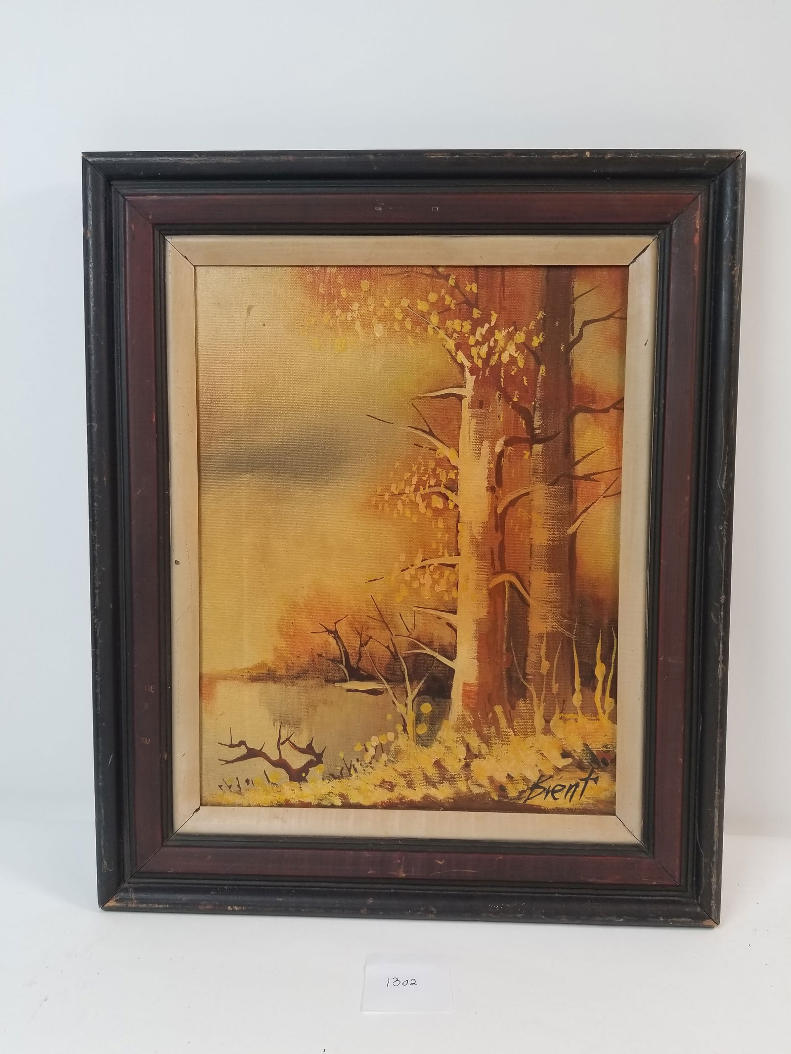 Vintage Oil Painting Landscape in Autumn: Vintage oil painting, landscape in autumn – Classic artwork with timeless appeal. Condition varies; please refer to photos for details