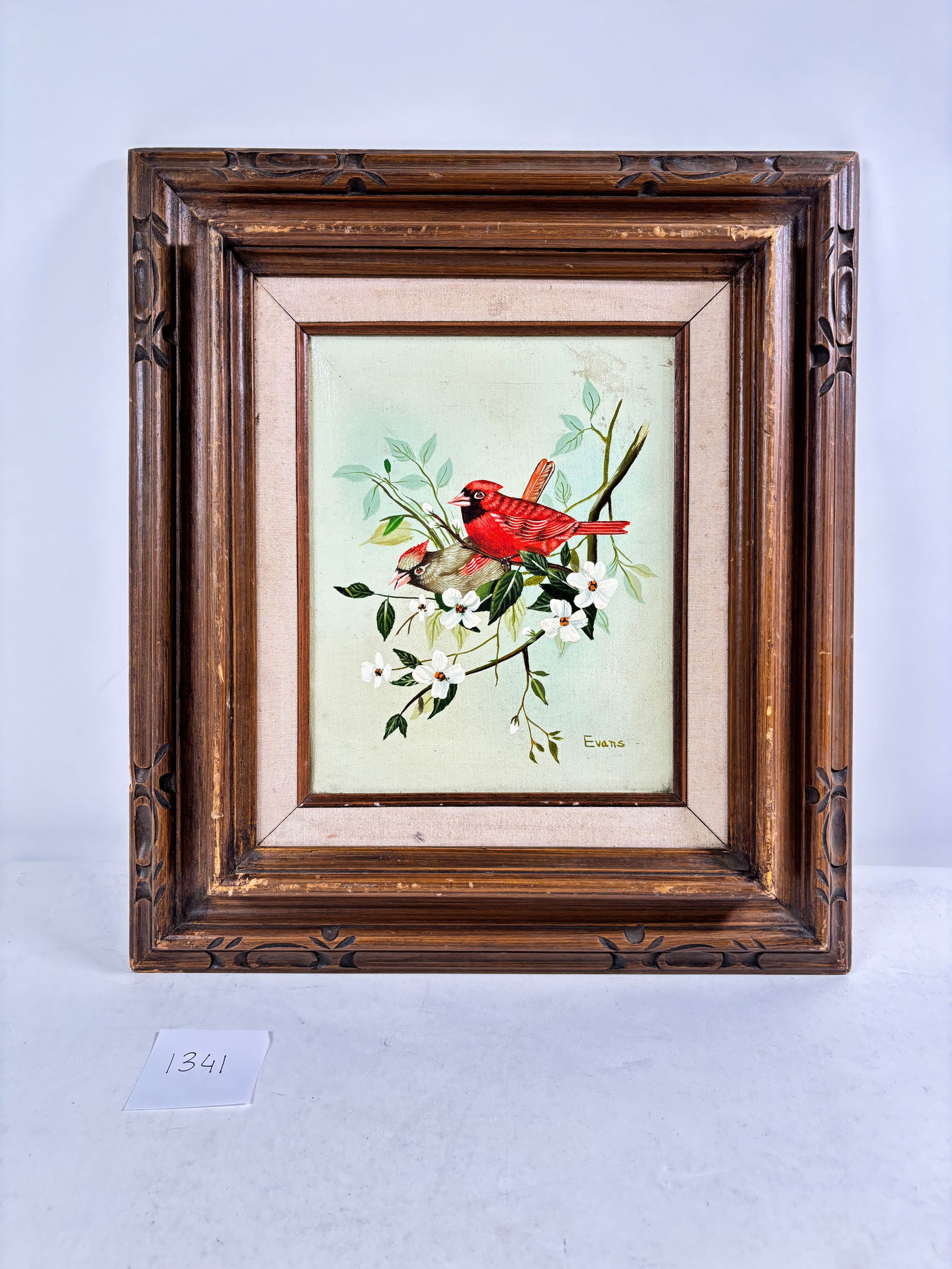 Vintage Cardinals on a Branch Painting (1 of 3)