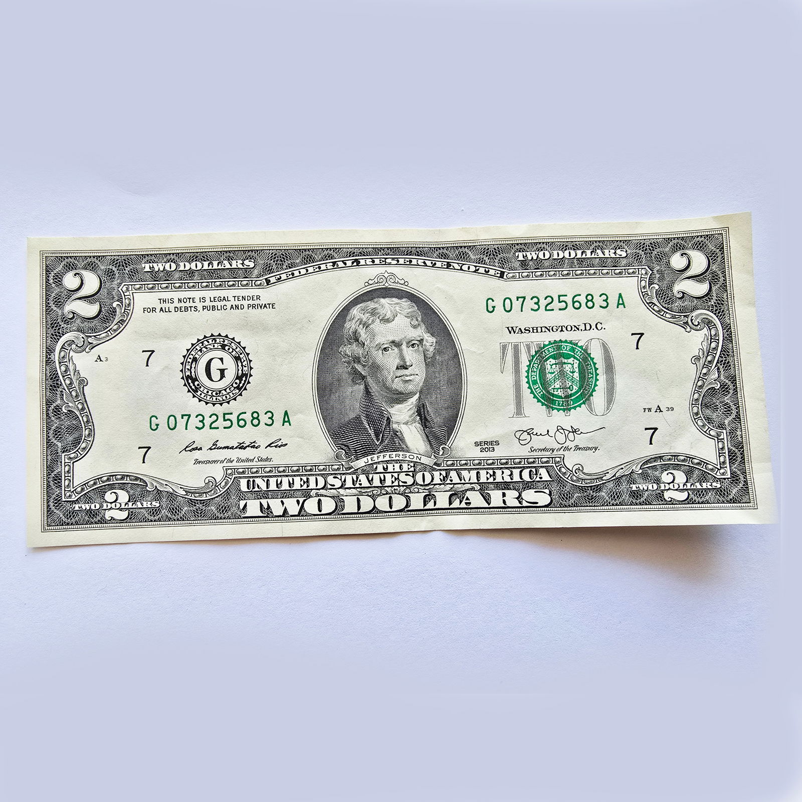 2013 Series $2 Two Dollar Bill Chicago: 2013 Series $2 Two Dollar Bill Chicago