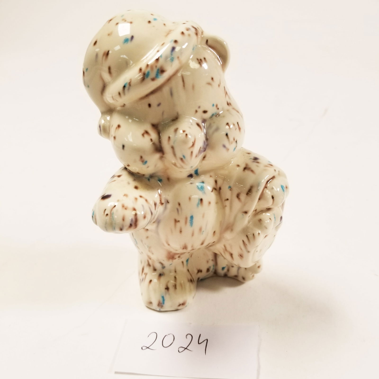 Vintage Ceramic Speckled Bear Figurine – Unique Glaze (1 of 3)