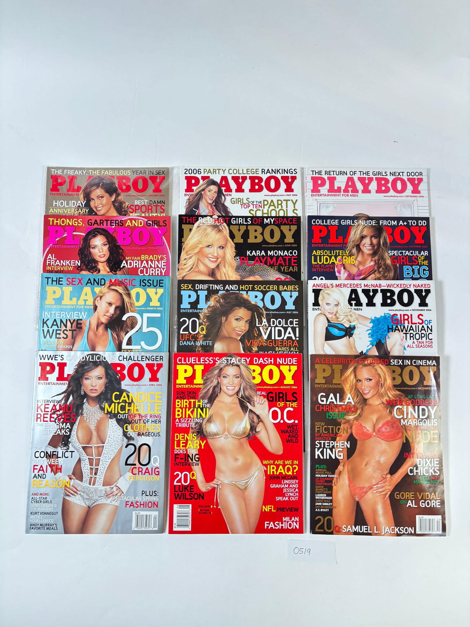 Playboy Magazines Set of 12 (2006): Vintage Playboy Magazines (2006) – Sold as-is. Condition varies; please review photos for details. Specific months shown in attached images