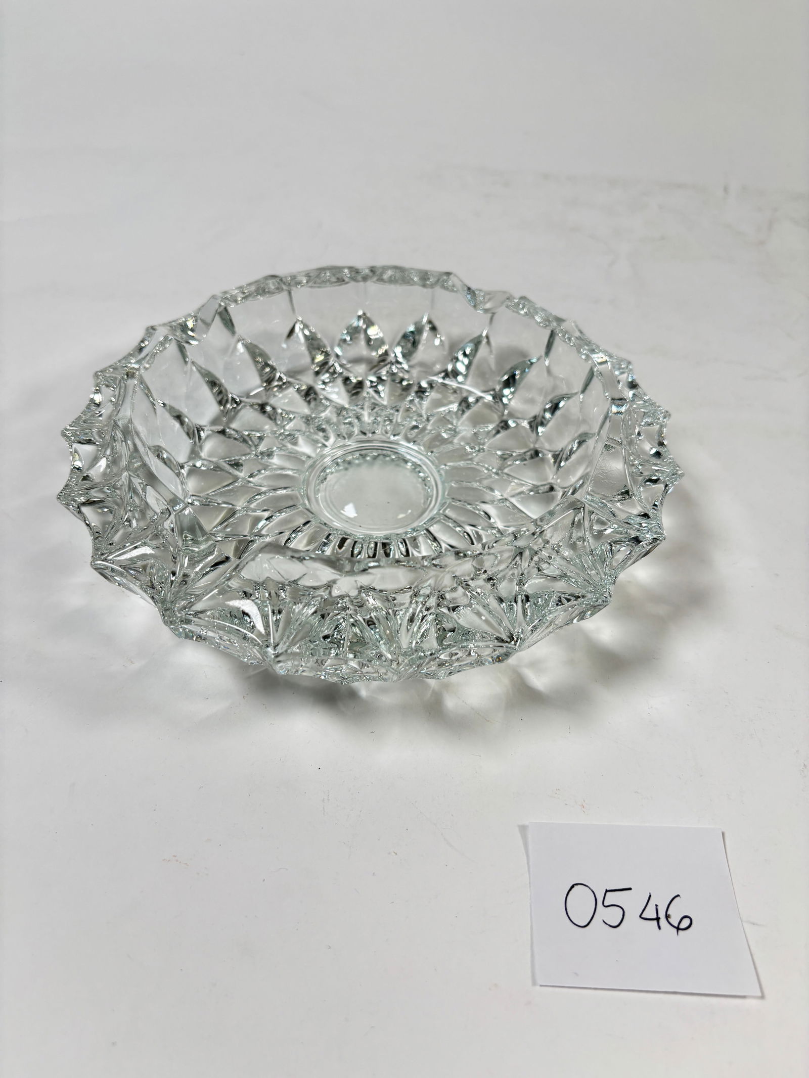 Vintage 1960s Crystal Glass Euro Cut AshtrayHeavy Tobacciana (1 of 3)