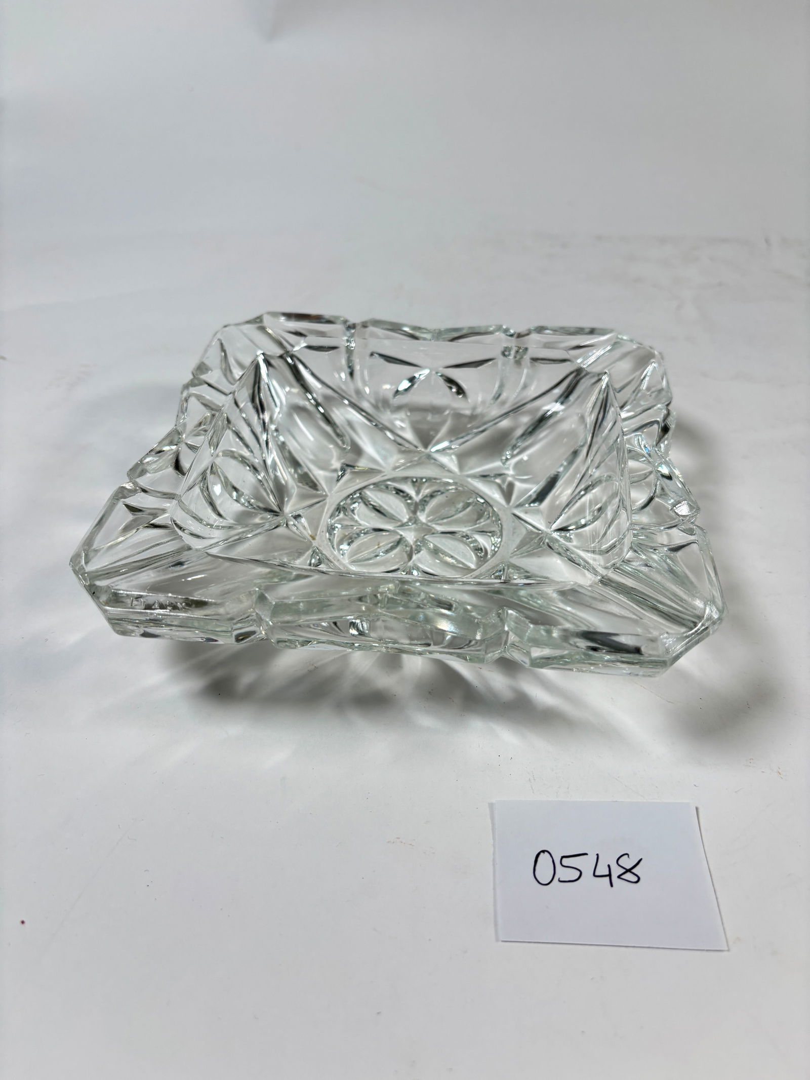Vintage Cut Crystal Ashtray Italy Mid Century Square (1 of 3)