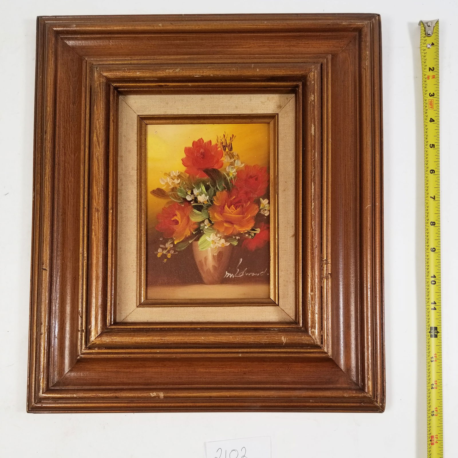 Vintage Floral Still Life – Oil Painting on Canvas in Ornate Wooden Frame (1 of 5)