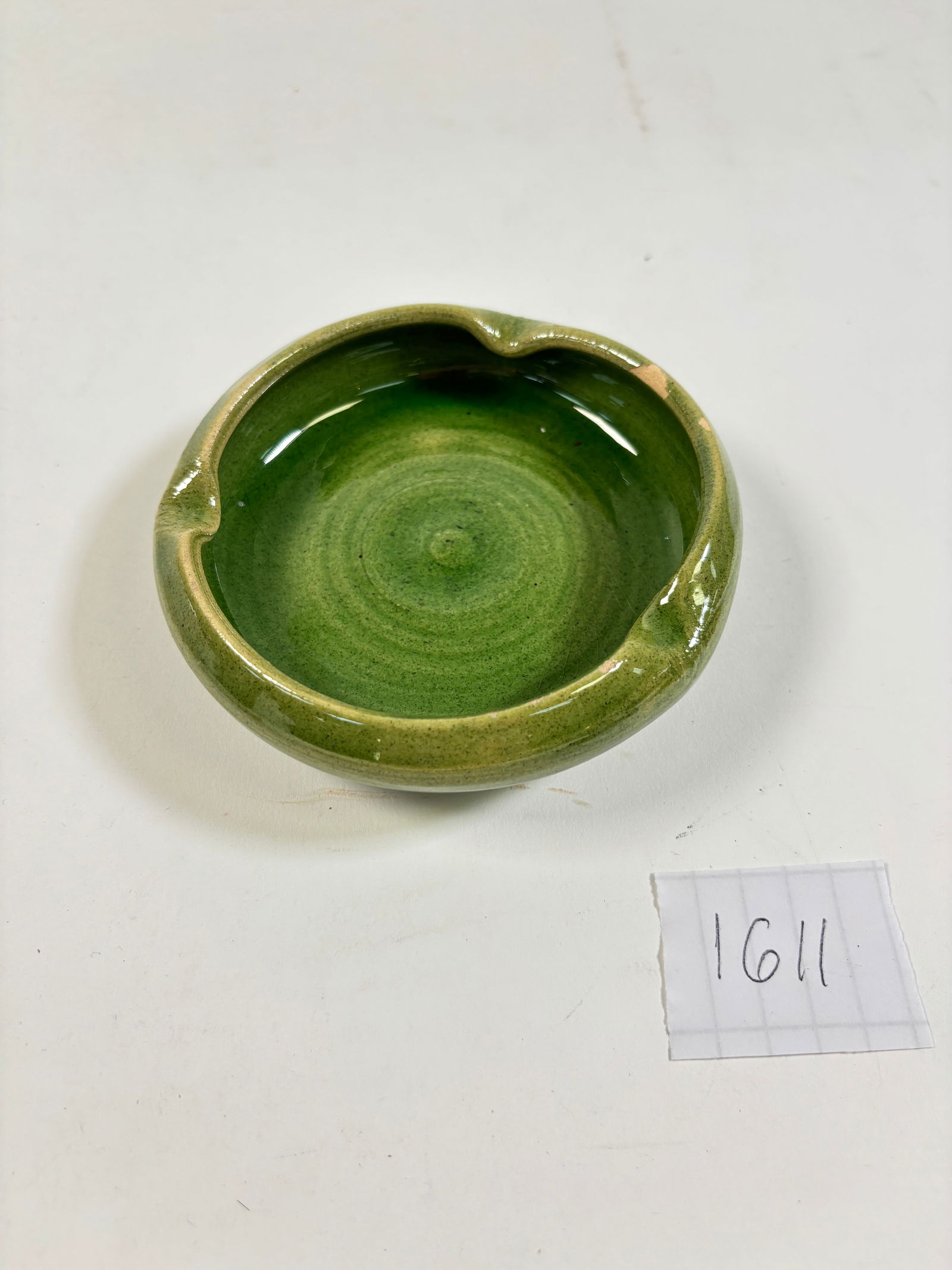 Handmade Green Ceramic Ashtray (1 of 3)