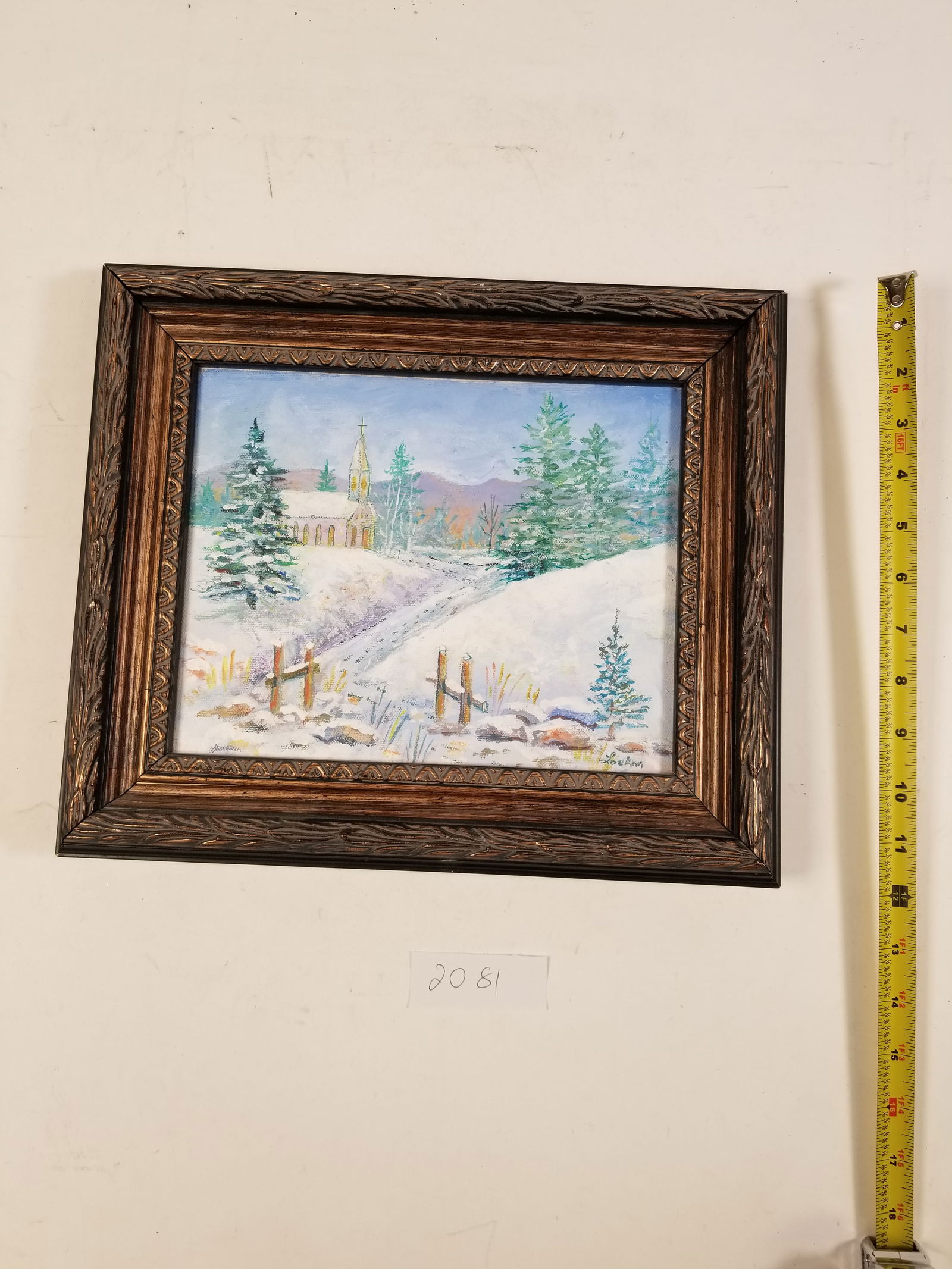 Original Oil on Canvas Charming Winter, Snowy Landscape (1 of 3)