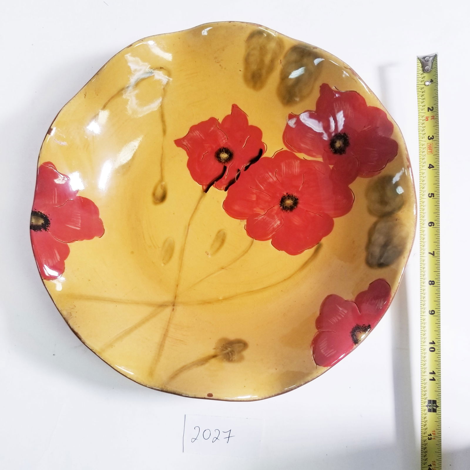 Ambiance Collections Fleur Rouge Nanette Vacher 12 1/2" Ruffled Platter Bowl (1 of 4)