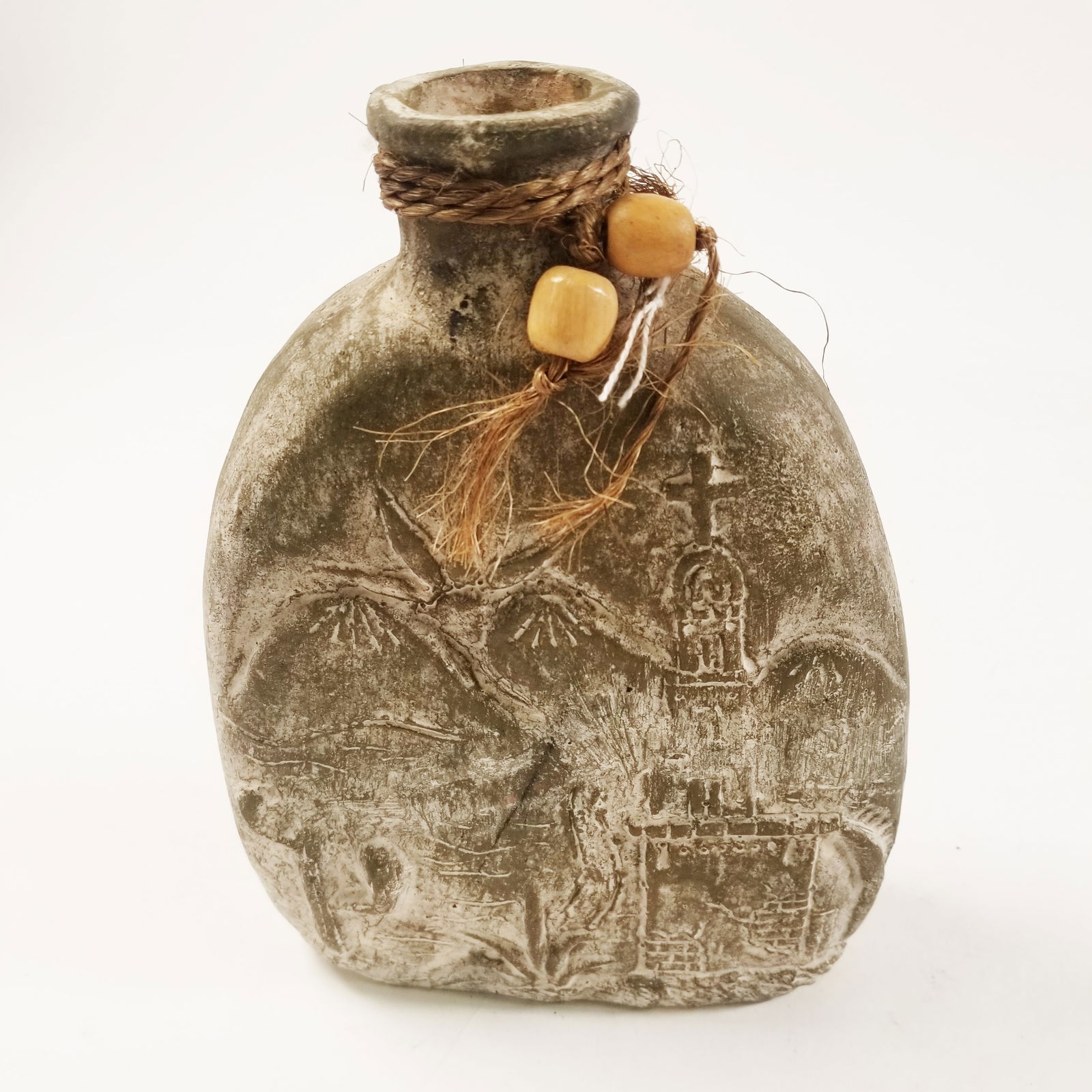 Mexican Clay Terracotta Primitive Vase Jug Art Pottery  Sun Church (1 of 4)