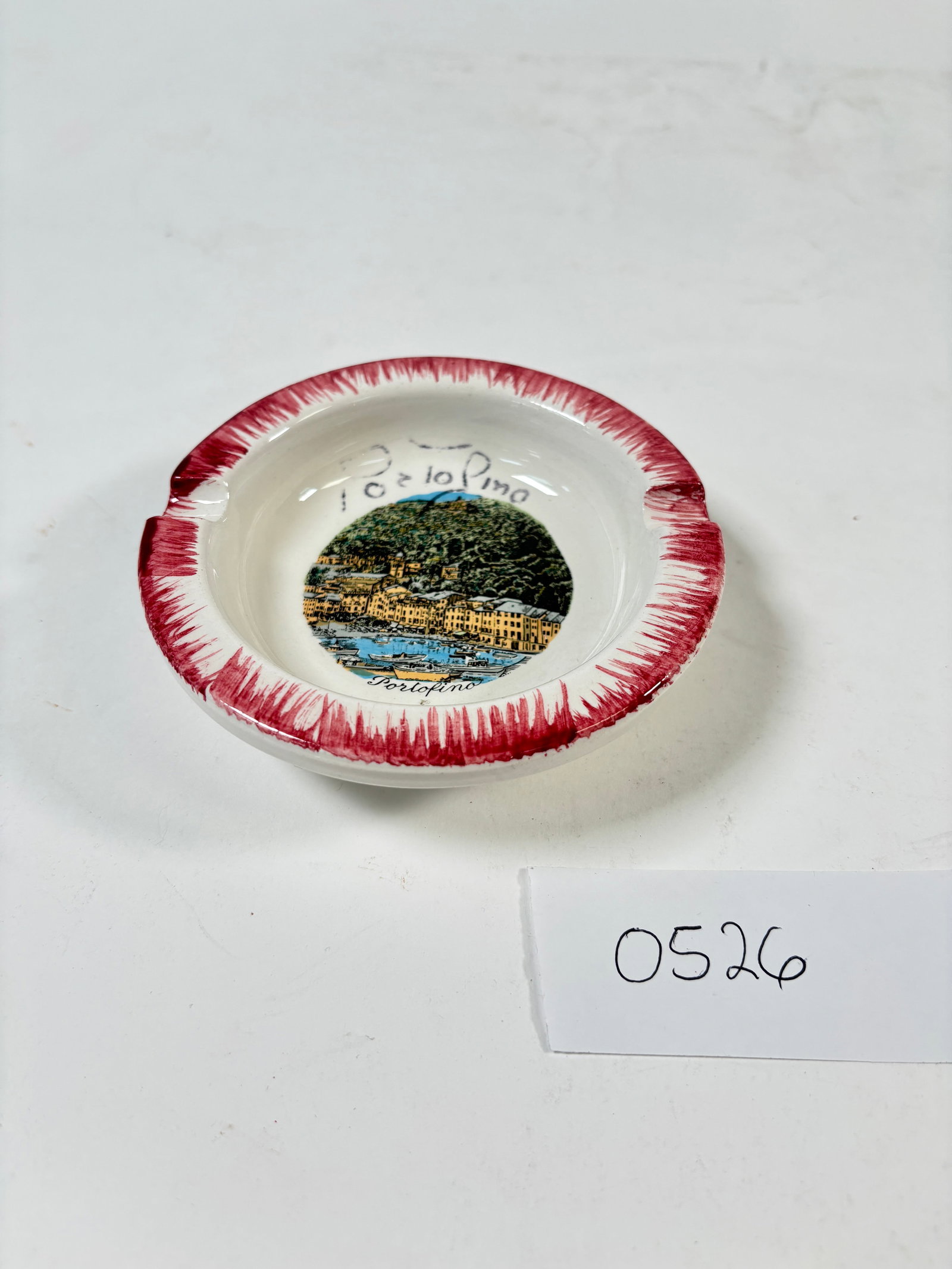 Vintage Portofino Italy Coastal Scene Landscape Pottery Ashtray: Vintage Portofino Italy Coastal Scene Landscape Pottery Ashtray ? A beautifully crafted ceramic ashtray featuring a coastal scene of Portofino, Italy. This vintage piece captures the charm of the Ital
