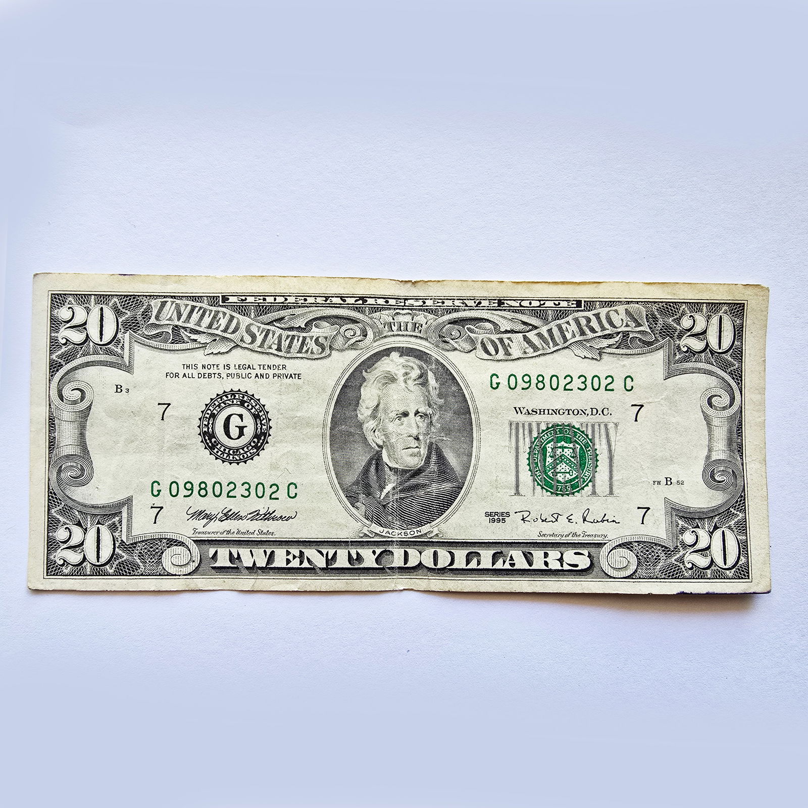 1995 Series $20 Dollar Bill Banknote Old Design US Federal Reserve Note Prefix G (1 of 2)