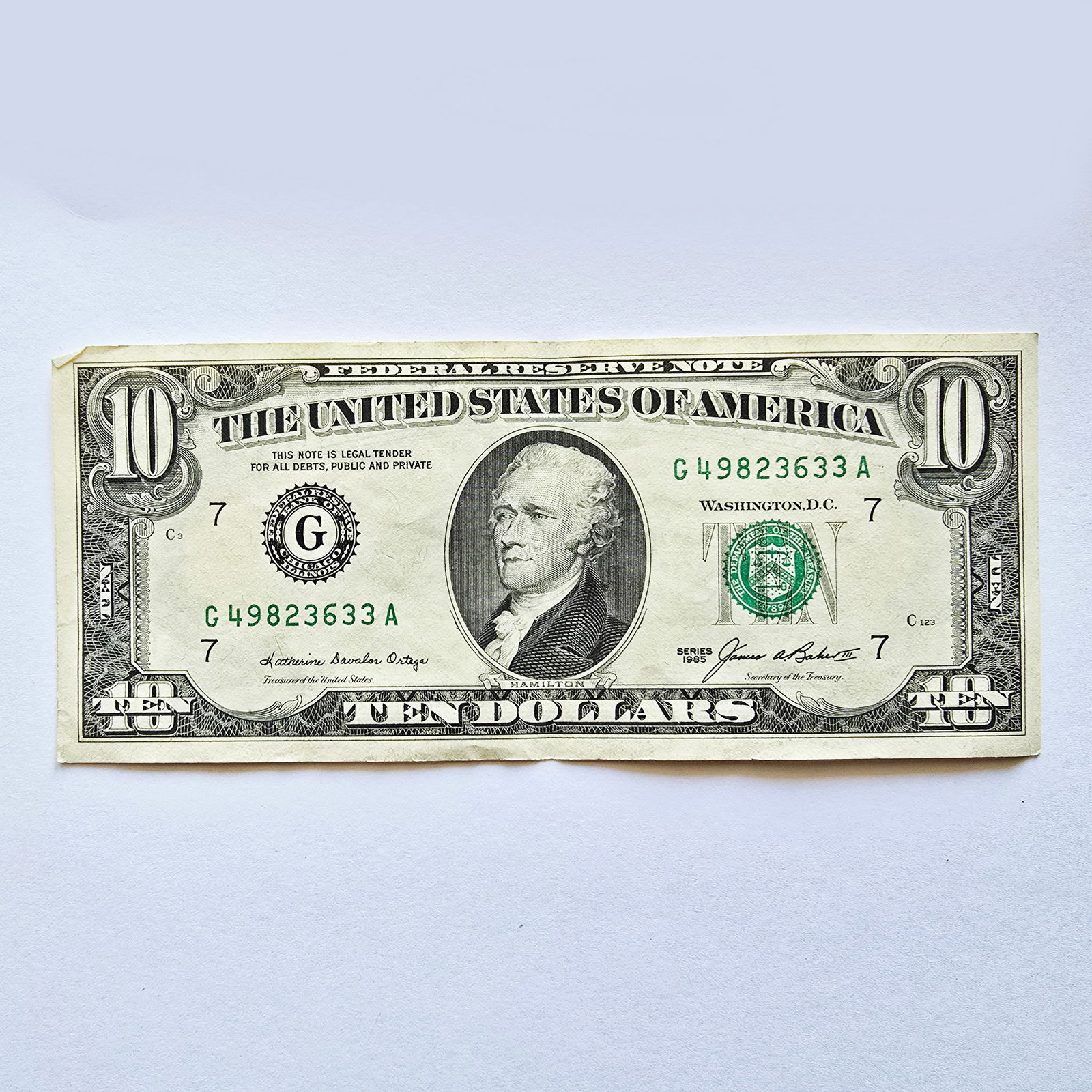 1985 Series $10 Dollar Bill Banknote  US Federal Reserve Note (1 of 2)