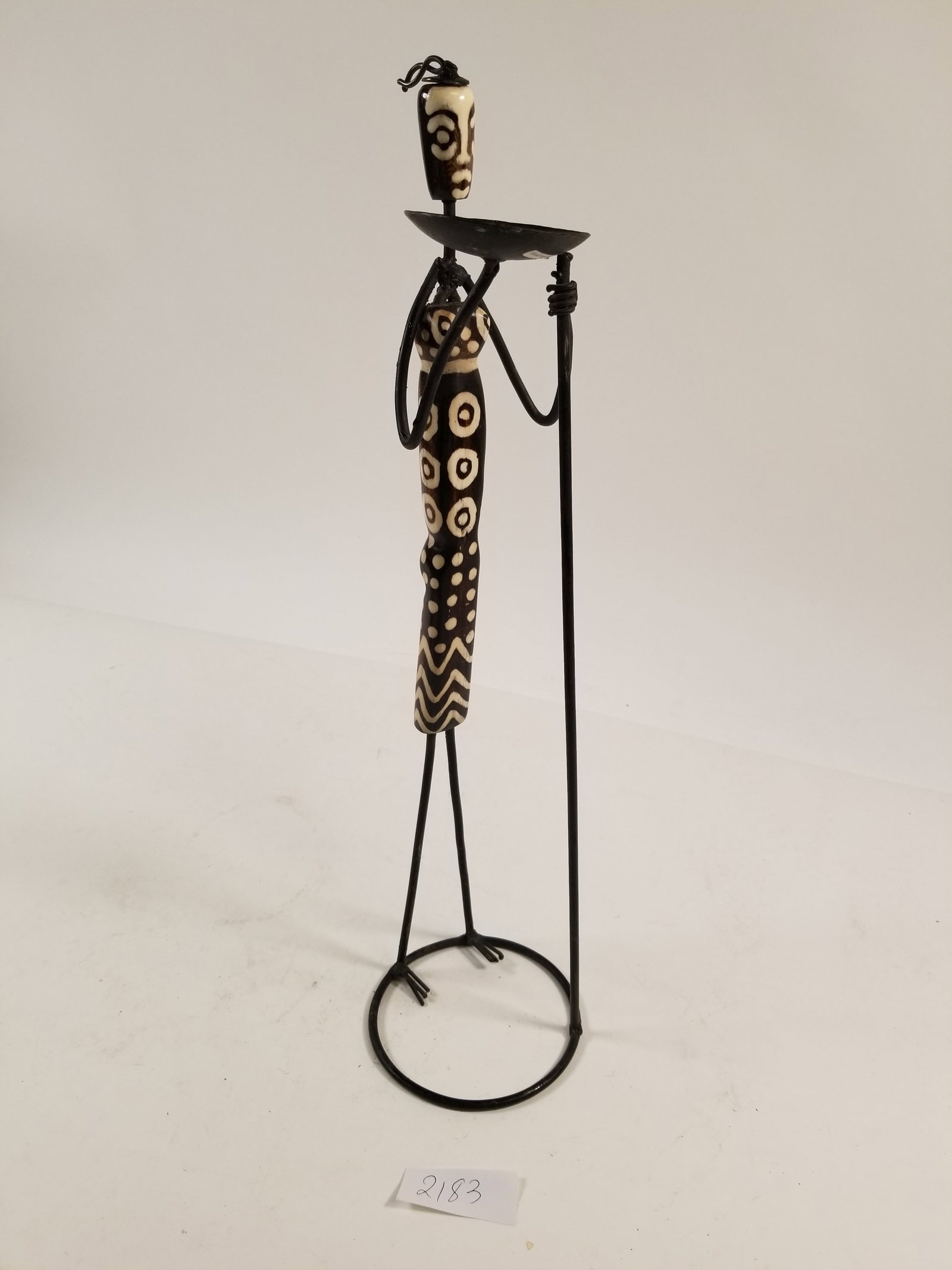 Vintage Folk Art Tribal Women Wrought Iron Candle Holder: Vintage Folk Art Tribal Women Wrought Iron Candle Holder - Sold as-is, condition varies. See photos for details.