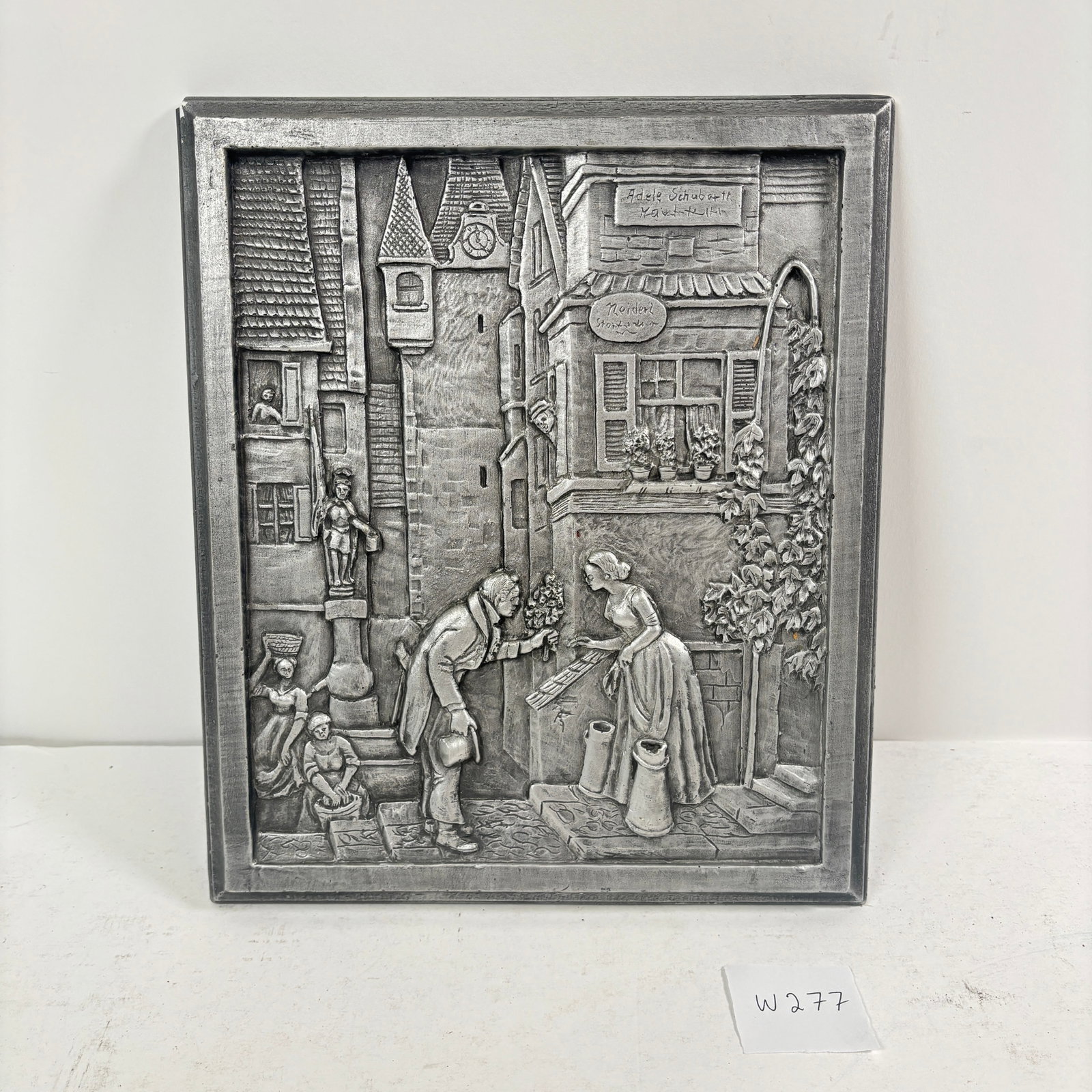 Vintage German High Relief Pewter Piece: Vintage German High Relief Pewter Piece. See photos for details and condition. Sold as-is