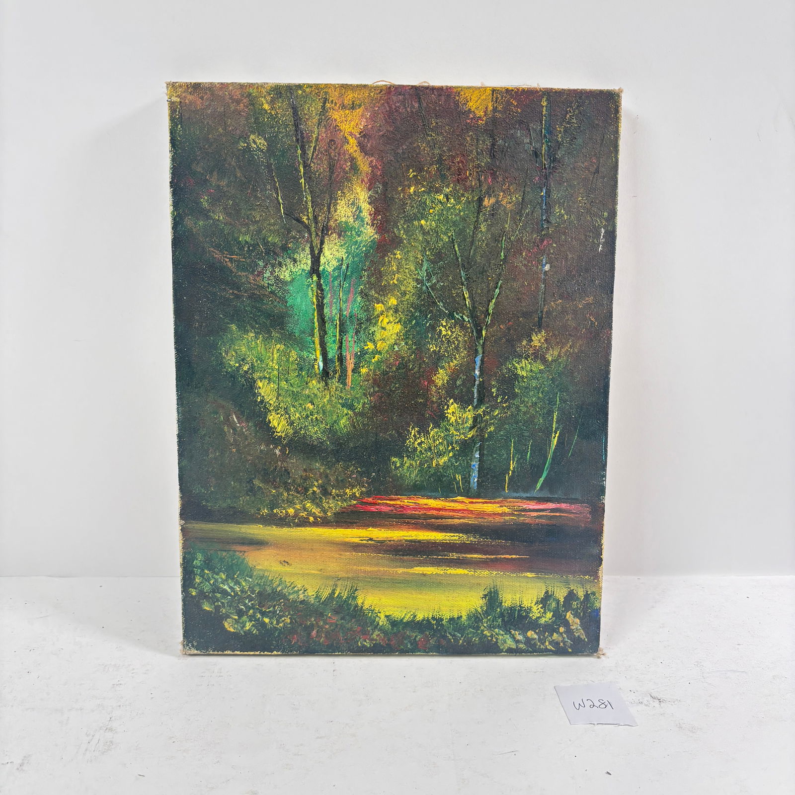 Vintage Original  Painting Forest and Pond Landscape (1 of 2)