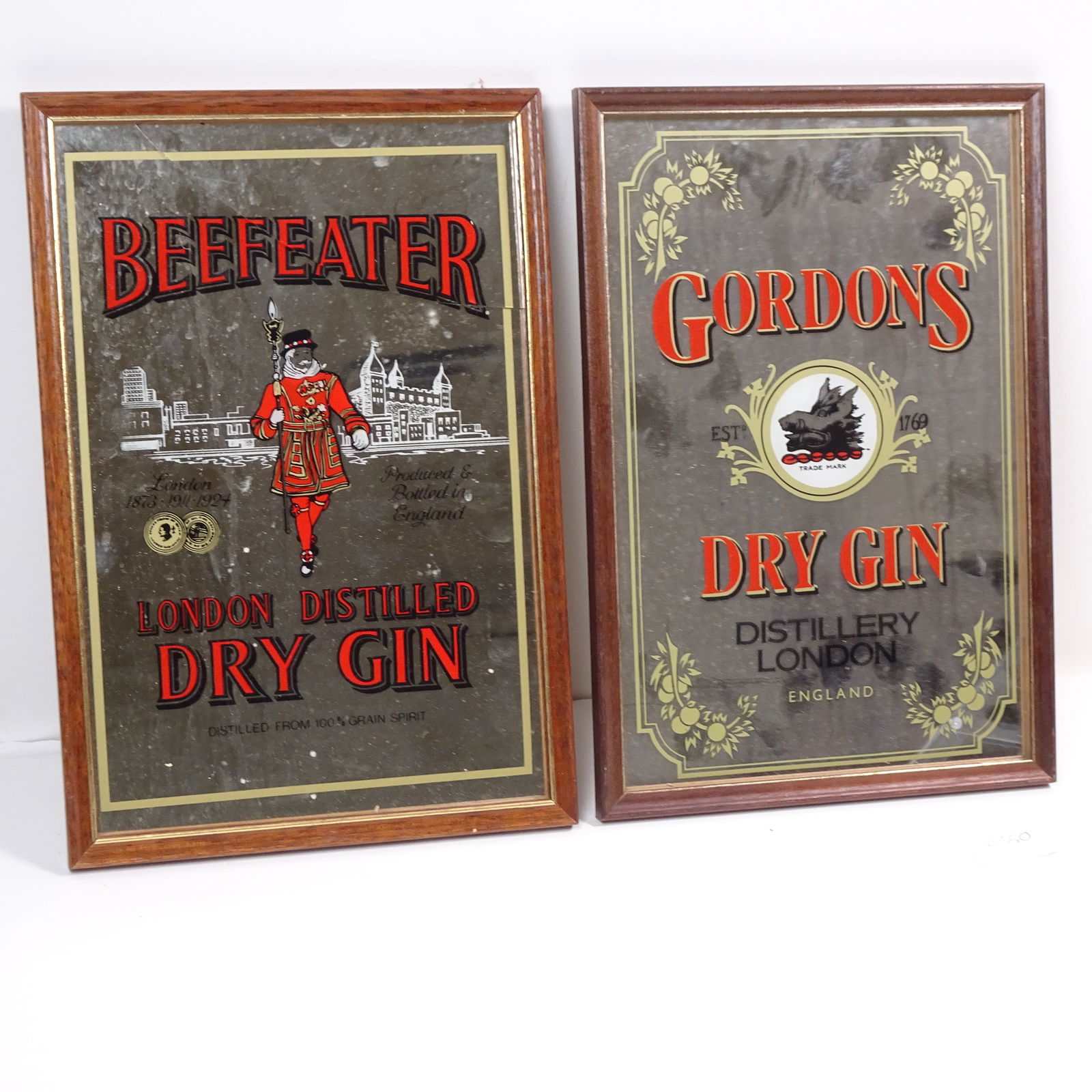 Beefeather and Gordnos Gin Mirror Advertising Signs (1 of 4)