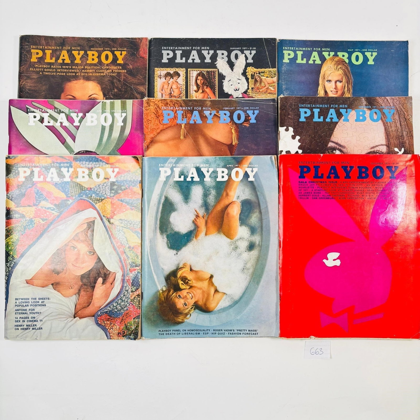 Vintage Playboy Magazines Set of 9 (1970-1971) (1 of 8)
