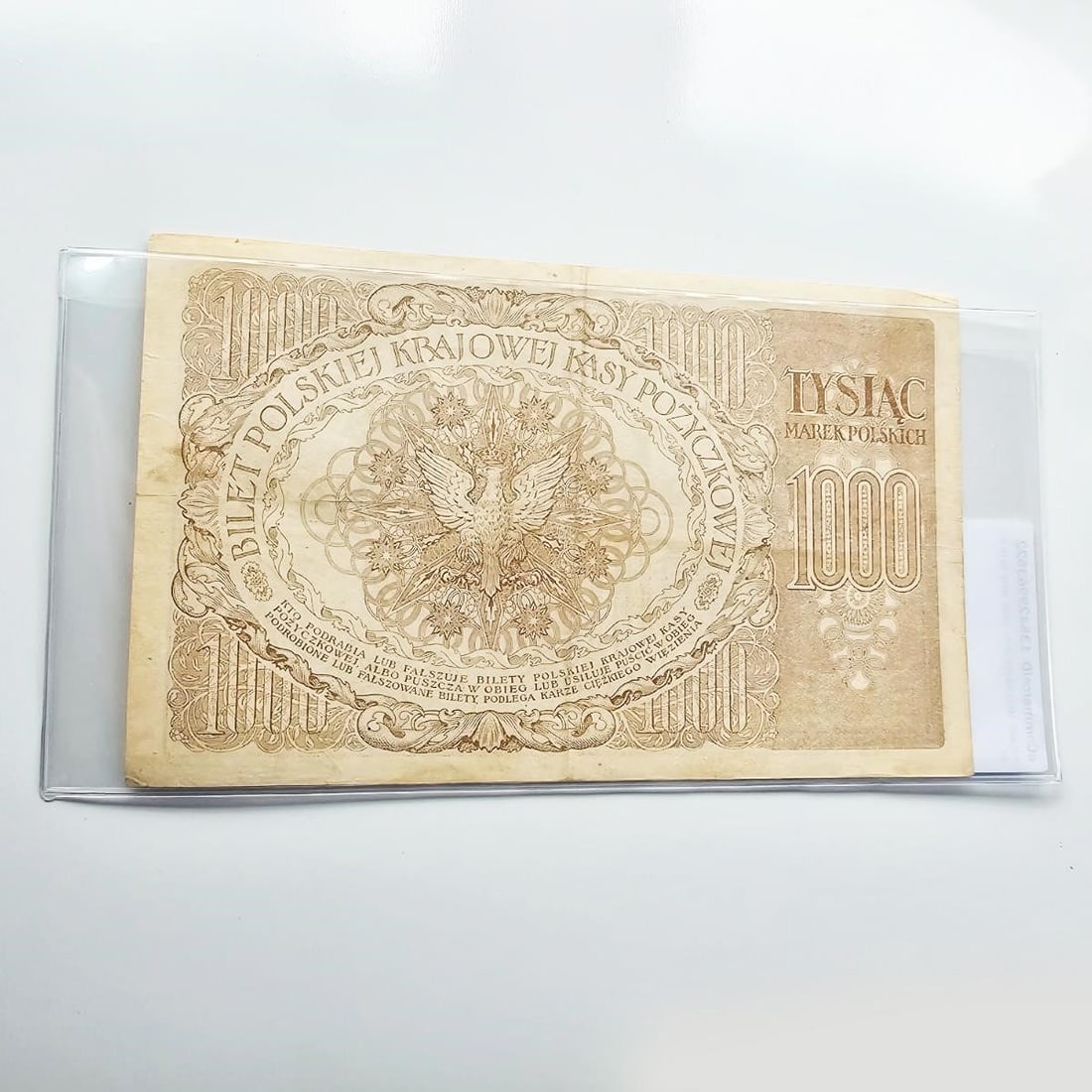 1919 Poland 1000 Marek Polish Loan Office...: Banknote Tadeusz Kosciuszko. Original 1919 1000 Marek banknote issued by the Polish National Loan Office (Polska Krajowa Kasa Pozyczkowa). This large-format note features detailed allegorical and nati