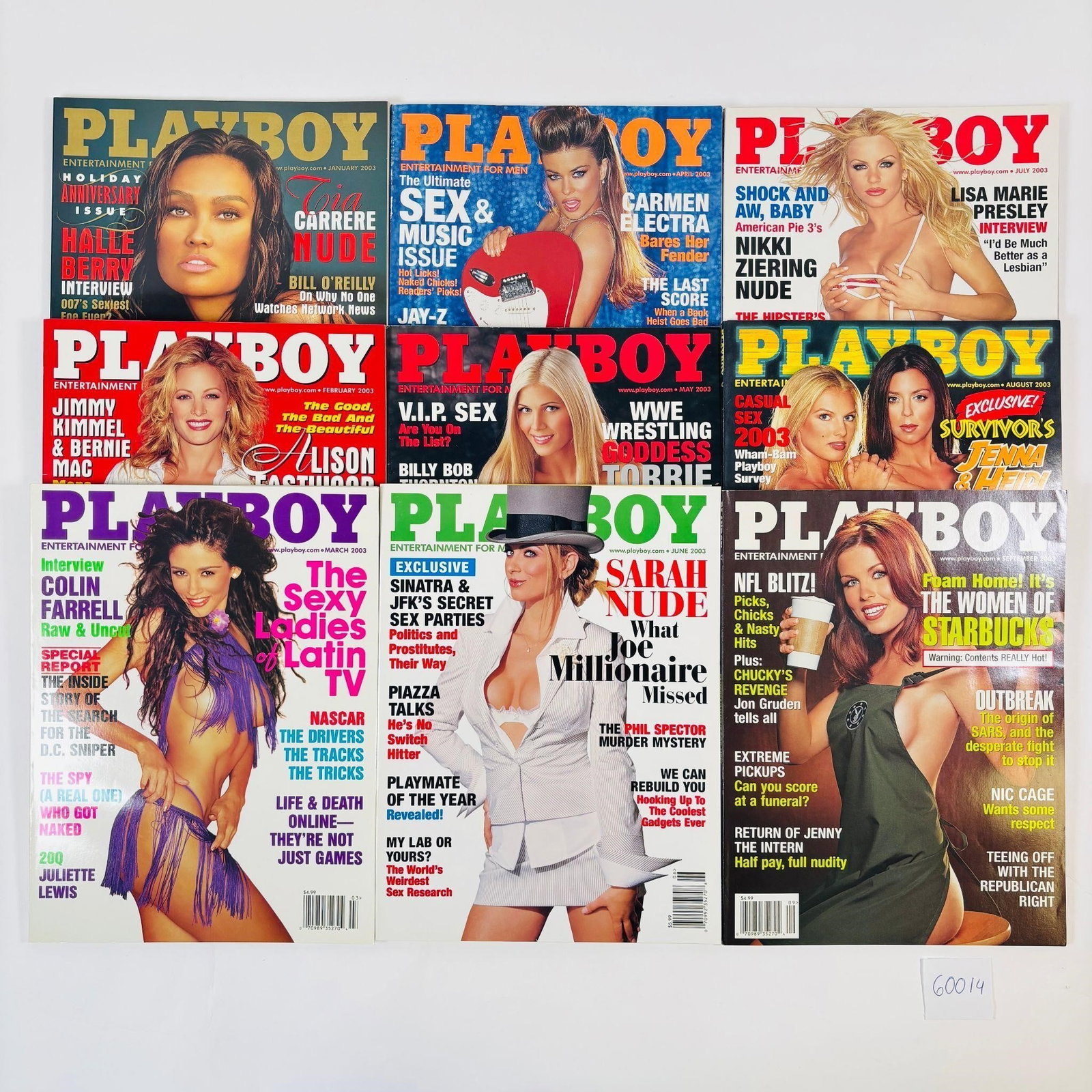 Vintage Playboy Magazines Set of 9 (2003): Set of 9 original Playboy magazines from 2003. A nostalgic collection featuring iconic covers, vintage ads, and classic content from the early 2000s. Great for collectors or fans of vintage pop cultur